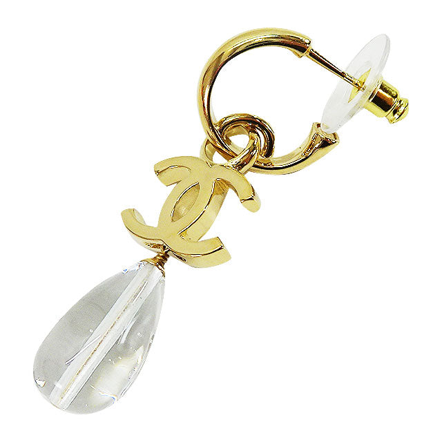 CHANEL pierced earring COCO Mark Hoop Teardrop Metal Resin Gold HW 10528365[EXCELLENT][Authentic]