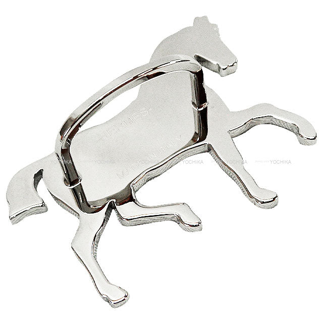 HERMES Scarf ring 70 Cheval Couverture Silver/Bleu Saphir//Vert Silver Plated Silver HW H6037L3S01[BRAND NEW][Authentic]