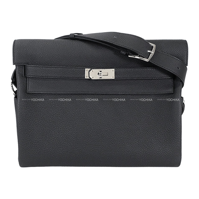 HERMES Shoulder bag Kelly Messenger 32 GM Noir (Black) Veau Togo Silver HW Stamp K[BRAND NEW][Authentic]