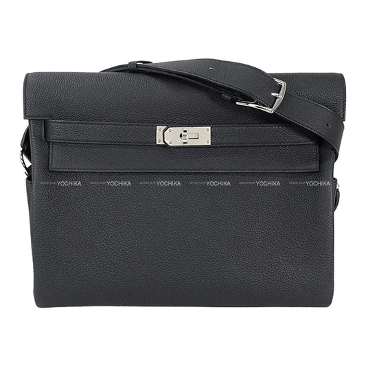 HERMES Shoulder bag Kelly Messenger 32 GM Noir (Black) Veau Togo Silver HW Stamp K[BRAND NEW][Authentic]