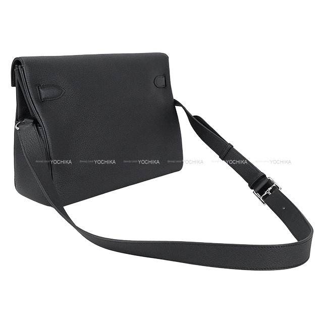 HERMES Shoulder bag Kelly Messenger 32 GM Noir (Black) Veau Togo Silver HW Stamp K[BRAND NEW][Authentic]