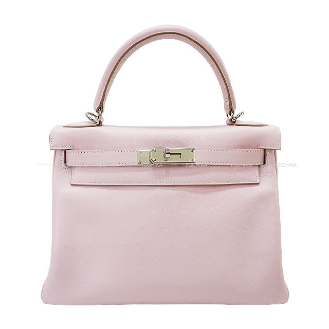 [Pre-loved] HERMES Shoulder bag Kelly28 Retourne Strap is missing Rose Dragee Veau Swift Silver HW Stamp □L[USED SA][Authentic]