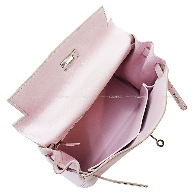 [Pre-loved] HERMES Shoulder bag Kelly28 Retourne Strap is missing Rose Dragee Veau Swift Silver HW Stamp □L[USED SA][Authentic]