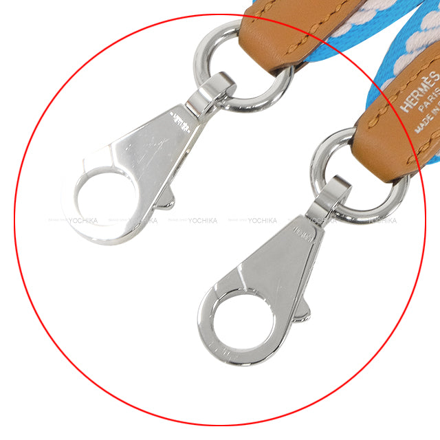 [Pre-loved] HERMES Handbag Bandouliere 25mm 105cm Sangles Cordage Bleu Azur/Mauve Pale/Gold Toile H/Veau Swift Silver HW Stamp W[LIKE NEW][Authentic]