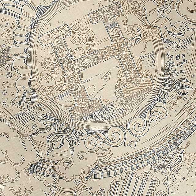 HERMES scarf Carre H 100 Please Hold the Line Natural/GrisMoyen/Blue Cashmere/Silk[BRAND NEW][Authentic]