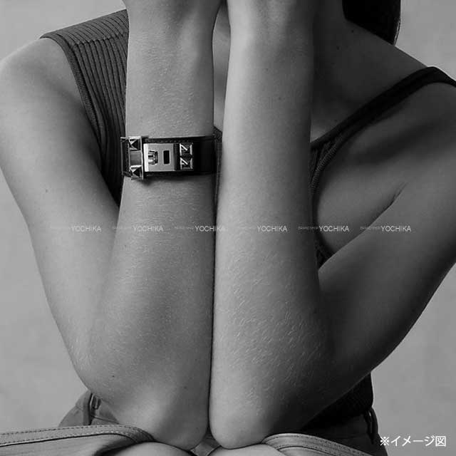 [Pre-loved] HERMES bracelet Bracelet COLLIER DE CHIEN24 #T3 Noir (Black) Veau Madame Silver HW Stamp B[LIKE NEW][Authentic]