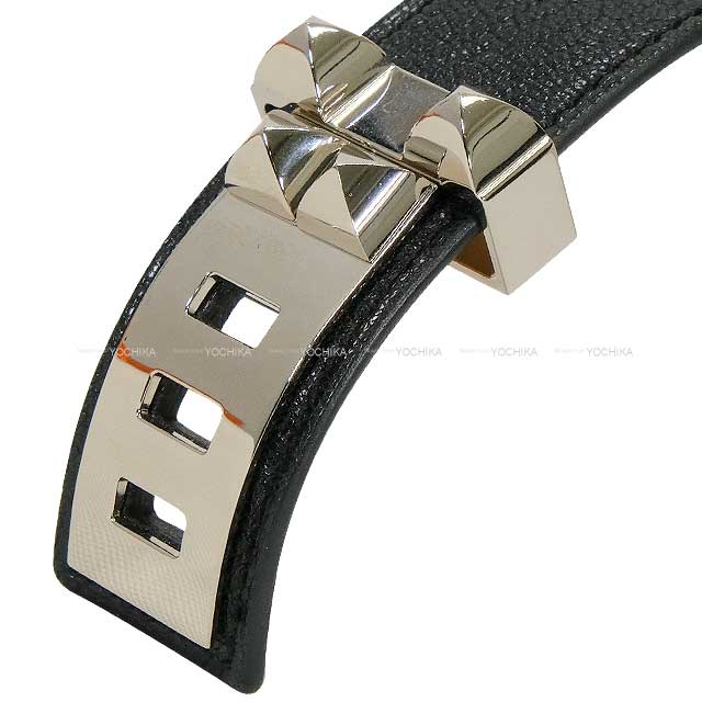 [Pre-loved] HERMES bracelet Bracelet COLLIER DE CHIEN24 #T3 Noir (Black) Veau Madame Silver HW Stamp B[LIKE NEW][Authentic]