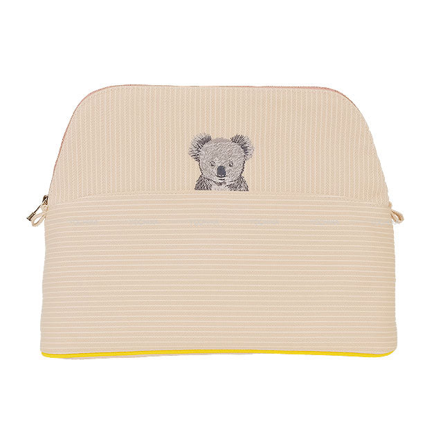 HERMES Pouch Bolide Pouch 31 GM Baby Line passe passe Koala BLEUET Stripe Cotton Silver HW[BRAND NEW][Authentic]