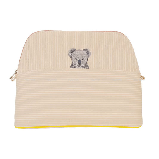 HERMES Pouch Bolide Pouch 31 GM Baby Line passe passe Koala BLEUET Stripe Cotton Silver HW[BRAND NEW][Authentic]