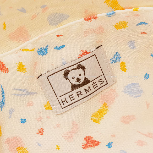 HERMES Pouch Bolide Pouch 31 GM Baby Line passe passe Koala BLEUET Stripe Cotton Silver HW[BRAND NEW][Authentic]