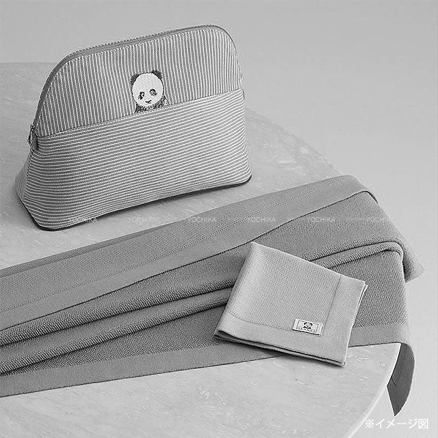 HERMES Pouch Bolide Pouch 31 GM Baby Line passe passe Koala BLEUET Stripe Cotton Silver HW[BRAND NEW][Authentic]