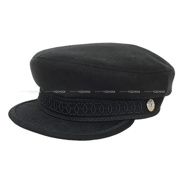 [Pre-loved] HERMES Casquette Hats Casquette Cabourg #58 Noir (Black) Linen Silver HW[LIKE NEW][Authentic]