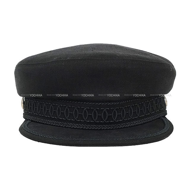 [Pre-loved] HERMES Casquette Hats Casquette Cabourg #58 Noir (Black) Linen Silver HW[LIKE NEW][Authentic]