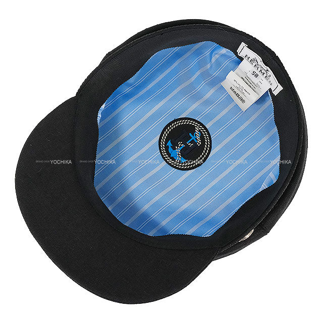 [Pre-loved] HERMES Casquette Hats Casquette Cabourg #58 Noir (Black) Linen Silver HW[LIKE NEW][Authentic]