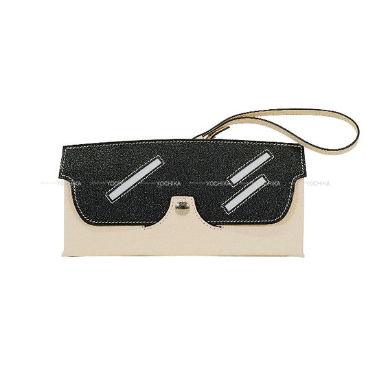HERMES Glasses case Eyeglass Case In The Loop Wink Nata/Black/KevlarChoco/Mint/Bleu Brume Chevre Mysore Silver HW Stamp U[EXCELLENT][Authentic]