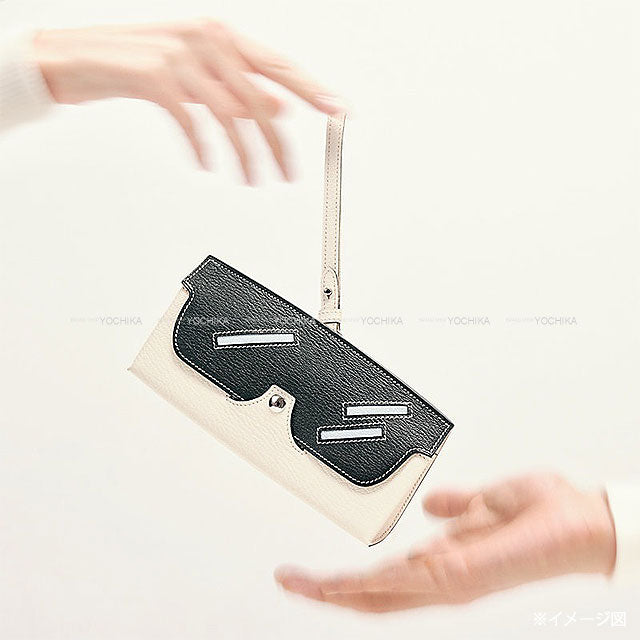 HERMES Glasses case Eyeglass Case In The Loop Wink Nata/Black/KevlarChoco/Mint/Bleu Brume Chevre Mysore Silver HW Stamp U[EXCELLENT][Authentic]