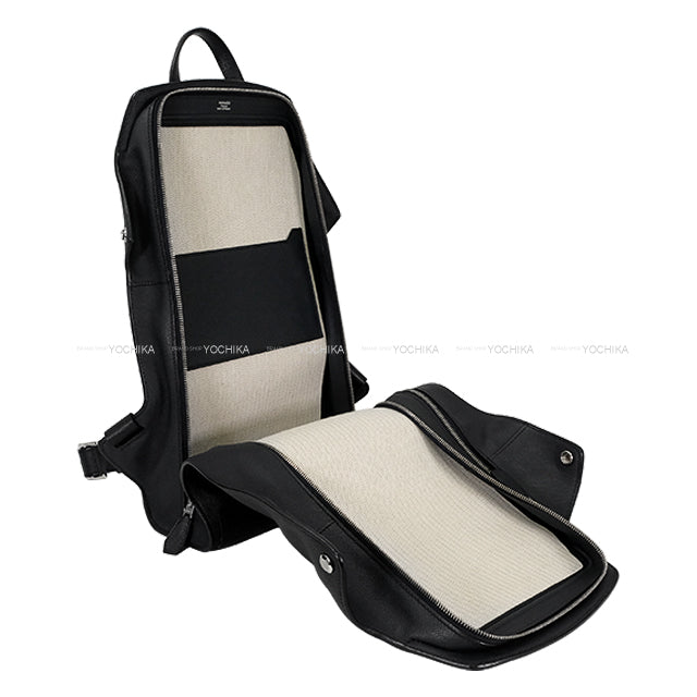 [Pre-loved] HERMES Backpack/daypack/Ruck sack Cityback 27 Backpack Noir (Black)/Blue Indigo Veau Epsom Silver HW Stamp A[USED SA][Authentic]