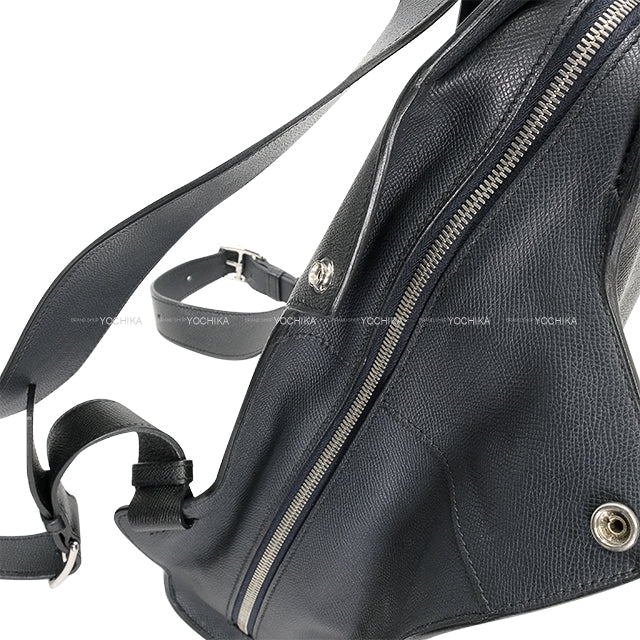 [Pre-loved] HERMES Backpack/daypack/Ruck sack Cityback 27 Backpack Noir (Black)/Blue Indigo Veau Epsom Silver HW Stamp A[USED SA][Authentic]