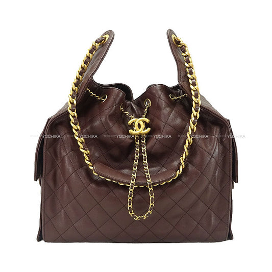 [Pre-loved] 2025-2026AW CHANEL Shoulder bag CHANEL25 Matelasse Large Burgundy Graind Calf(Caviarskin) Antique Gold HW AS5553[LIKE NEW][Authentic]