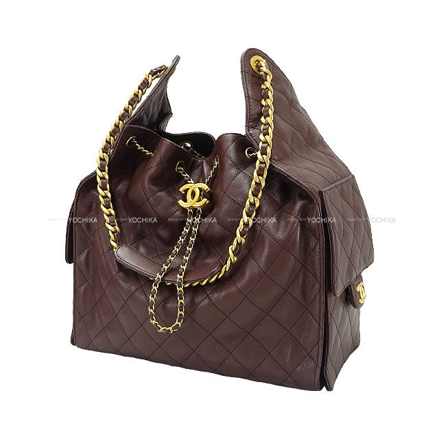 [Pre-loved] 2025-2026AW CHANEL Shoulder bag CHANEL25 Matelasse Large Burgundy Graind Calf(Caviarskin) Antique Gold HW AS5553[LIKE NEW][Authentic]
