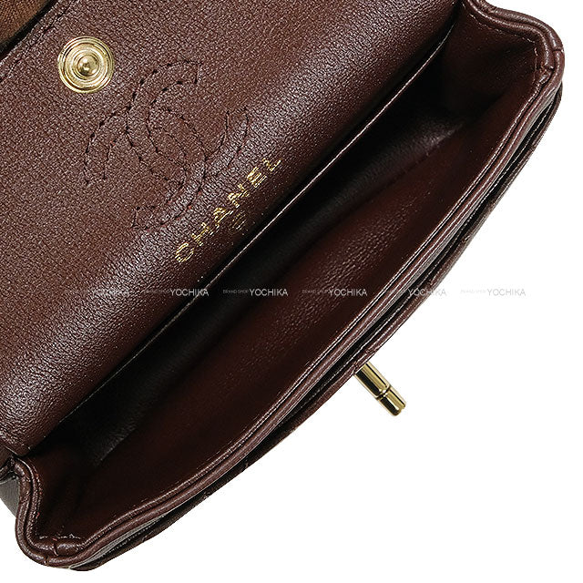 2024-2025 Metiers d'Art Collection CHANEL bag charm Classic Matelasse Heart Pearl COCO Mark Chain Brown Lambskin Champagne Gold HW AP4760[EXCELLENT][Authentic]