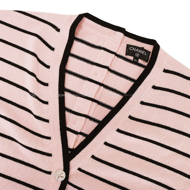 2025SS CHANEL Cardigan Rhinestone Swallow COCO Mark Button Pink/Noir (Black) Cashmere #44 P79532[BRAND NEW][Authentic]