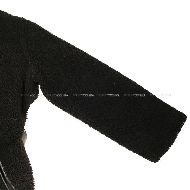 2022 LOUIS VUITTON Ladies Reversible Long Coat Monogram Belt & Hood Noir (Black) Wool/Leather #38 CA36929[ALMOST NEW][Authentic]