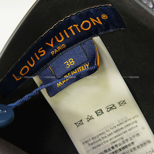 2022 LOUIS VUITTON Ladies Reversible Long Coat Monogram Belt & Hood Noir (Black) Wool/Leather #38 CA36929[ALMOST NEW][Authentic]