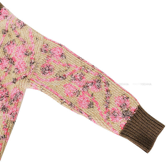 2022-2023AW CHANEL Cardigan Ladies Knit Rhinestone COCO Button Beige/Pink/Multicolor Cashmere/Wool #40 P73857[EXCELLENT][Authentic]