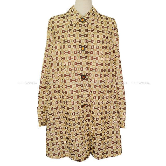 2023-2024AW GUCCI Ladies Coat Horsebit Print Ivory Nyron #38 752387 ZANVO[EXCELLENT][Authentic]