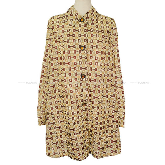 2023-2024AW GUCCI Ladies Coat Horsebit Print Ivory Nyron #38 752387 ZANVO[EXCELLENT][Authentic]