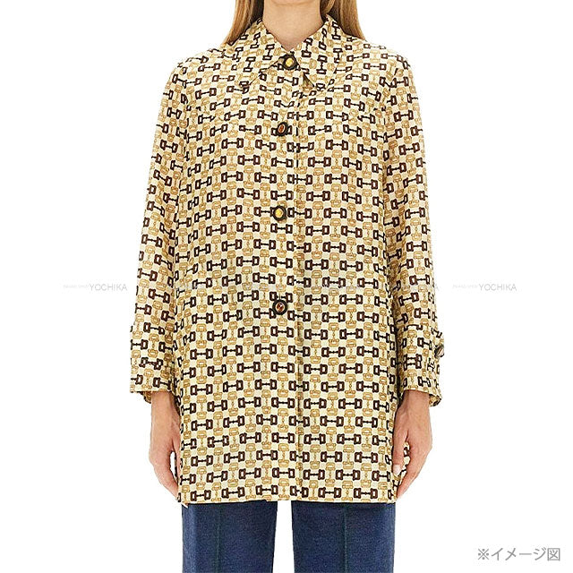 2023-2024AW GUCCI Ladies Coat Horsebit Print Ivory Nyron #38 752387 ZANVO[EXCELLENT][Authentic]