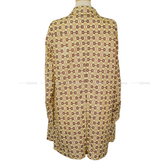 2023-2024AW GUCCI Ladies Coat Horsebit Print Ivory Nyron #38 752387 ZANVO[EXCELLENT][Authentic]