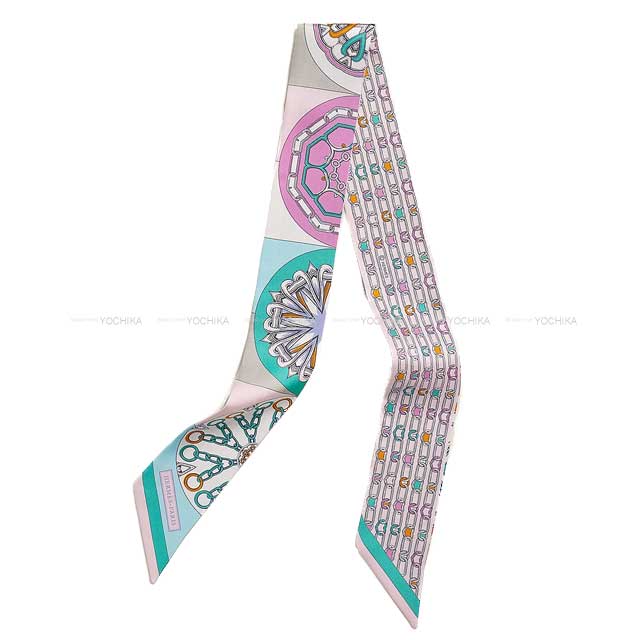 2025SS HERMES scarf Twilly Kaleidoscope Effect Pink/Turquoise Silk100% H063800S03[BRAND NEW][Authentic]