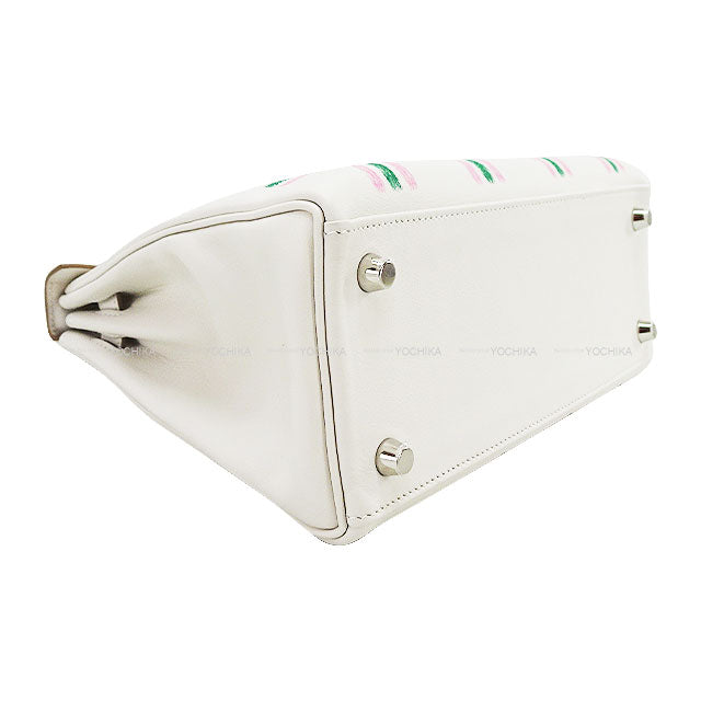 HERMES Shoulder bag Kelly25 Retourne Tartan Light New Gris Perle/Vert Moyen/Rose Bubblegum Veau Swift Silver HW Stamp K[BRAND NEW][Authentic]