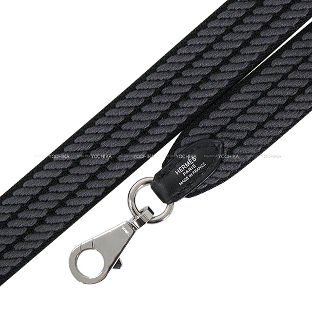 HERMES Handbag Bandouliere 25mm 105cm Sangles Cordage Noir (Black)/Gris Misty Toile H/Veau Swift Silver HW Stamp K[BRAND NEW][Authentic]