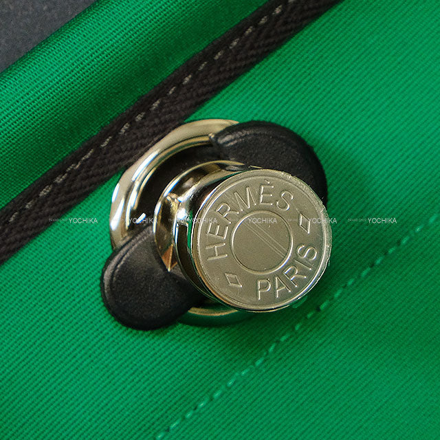 HERMES Shoulder bag HerBag Zip 31 PM Retourne Menthe (Mint)/Blue Indigo Toile officier/Vache Hunter Silver HW Stamp W[EXCELLENT][Authentic]