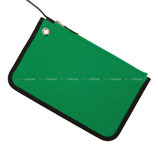 HERMES Shoulder bag HerBag Zip 31 PM Retourne Menthe (Mint)/Blue Indigo Toile officier/Vache Hunter Silver HW Stamp W[EXCELLENT][Authentic]