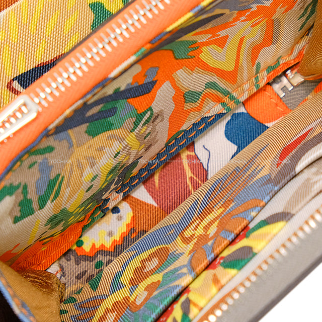 HERMES Bi-fold wallet Azap Silk'in Compact EN LIBERTE! Gris Meyer/Orange Evercolor Silver HW Stamp W[EXCELLENT][Authentic]
