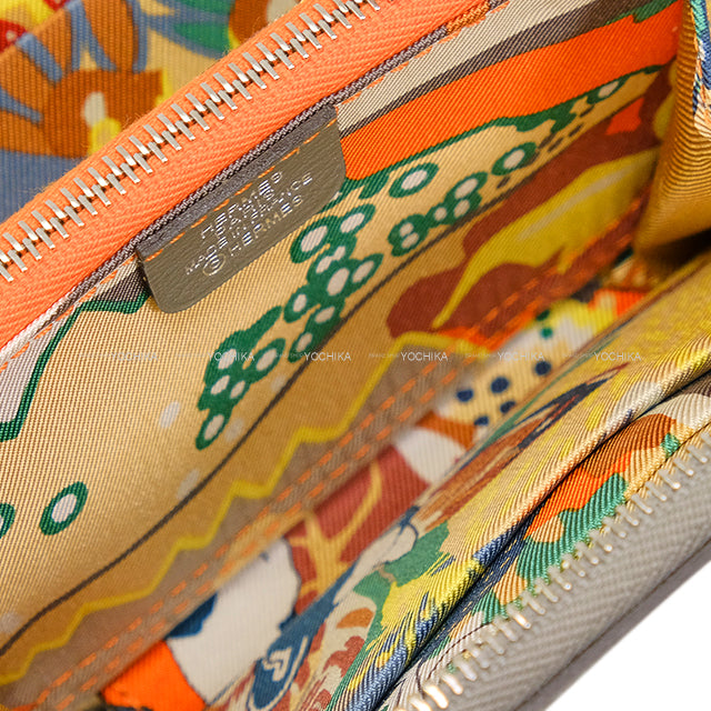 HERMES Bi-fold wallet Azap Silk'in Compact EN LIBERTE! Gris Meyer/Orange Evercolor Silver HW Stamp W[EXCELLENT][Authentic]