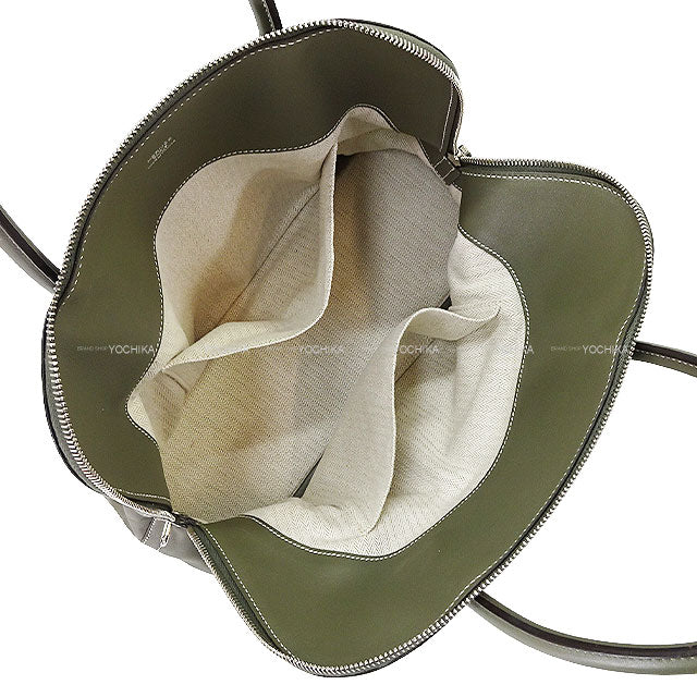 [Pre-loved] HERMES Handbag Bolide Relax 35 Vert gris Veau Sikkim Silver HW Stamp □R[USED SA][Authentic]