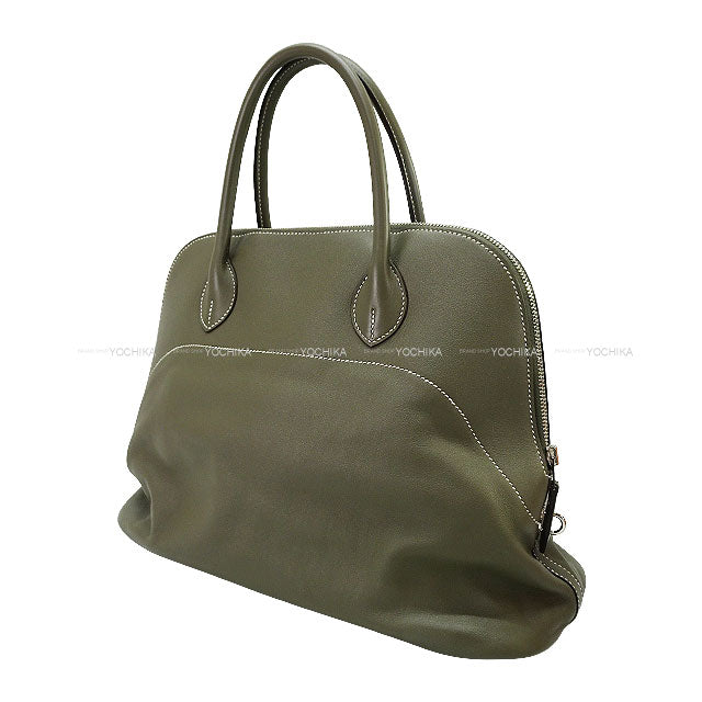 [Pre-loved] HERMES Handbag Bolide Relax 35 Vert gris Veau Sikkim Silver HW Stamp □R[USED SA][Authentic]