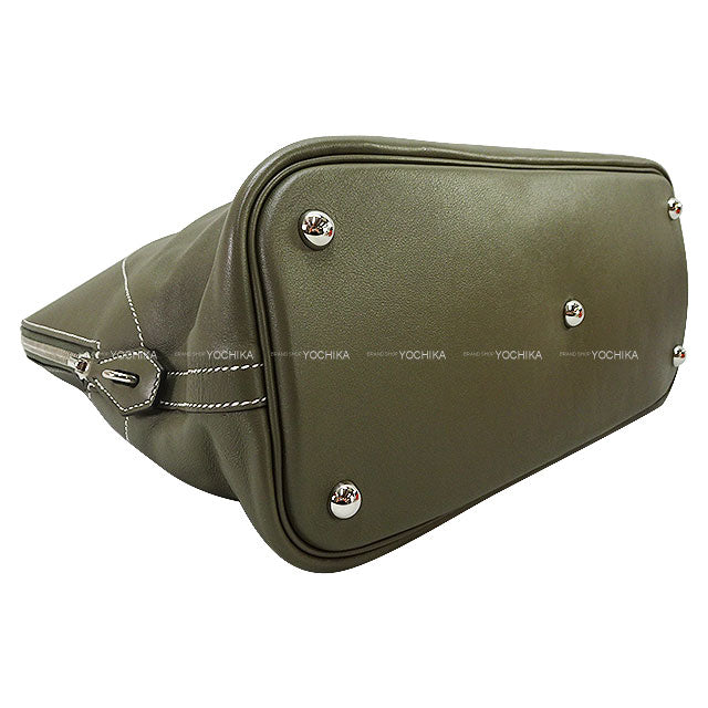 [Pre-loved] HERMES Handbag Bolide Relax 35 Vert gris Veau Sikkim Silver HW Stamp □R[USED SA][Authentic]