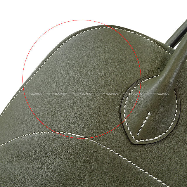 [Pre-loved] HERMES Handbag Bolide Relax 35 Vert gris Veau Sikkim Silver HW Stamp □R[USED SA][Authentic]