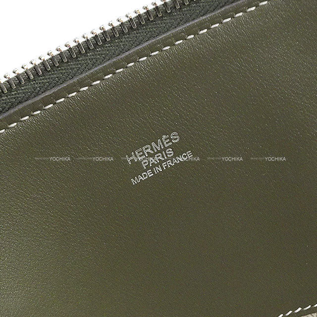 [Pre-loved] HERMES Handbag Bolide Relax 35 Vert gris Veau Sikkim Silver HW Stamp □R[USED SA][Authentic]
