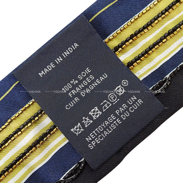 2024SS HERMES scarf Twilly Prejoux Parisian Dog Marin/Caramel/Mordor Silk100%/Lambskin/Beads[BRAND NEW][Authentic]