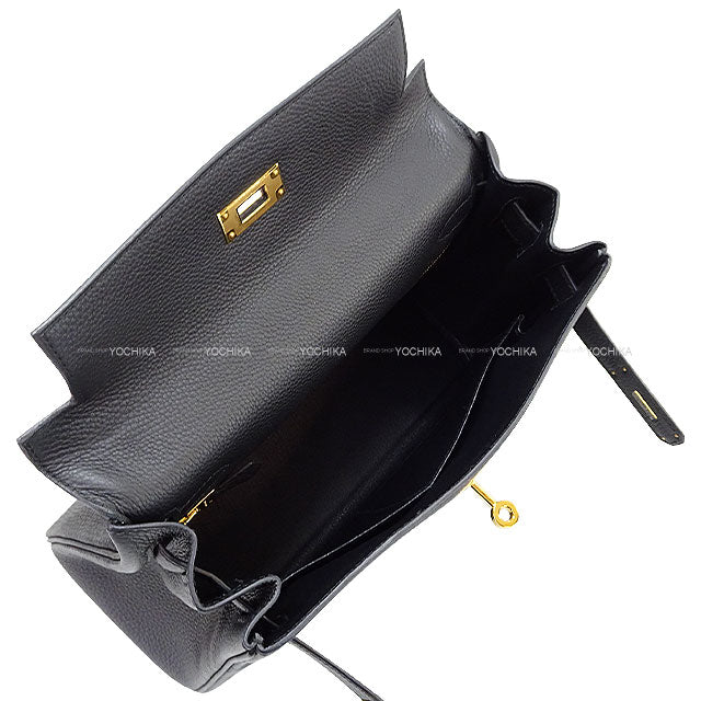 [Pre-loved] HERMES Shoulder bag Kelly28 Retourne Noir (Black) Veau Togo Gold HW Stamp Y[LIKE NEW][Authentic]