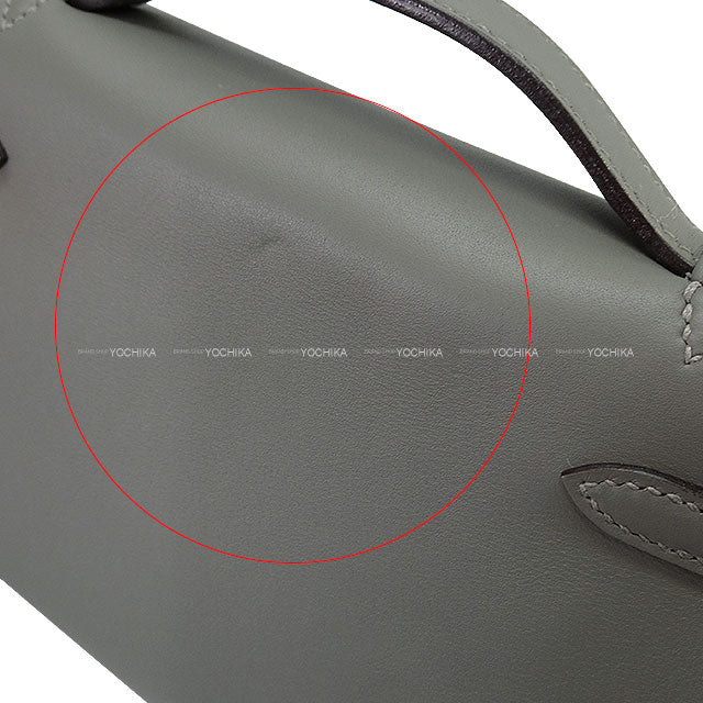 [Pre-loved] HERMES Handbag Pochette Kelly Gris Meyer Veau Swift Gold HW Stamp U[LIKE NEW][Authentic]