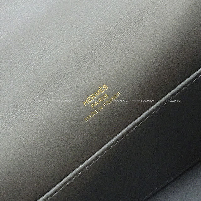 [Pre-loved] HERMES Handbag Pochette Kelly Gris Meyer Veau Swift Gold HW Stamp U[LIKE NEW][Authentic]