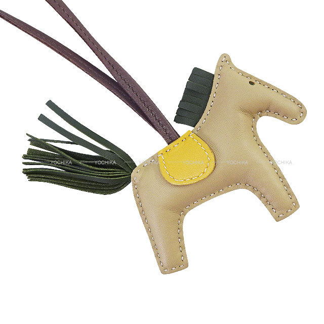 HERMES bag charm Rodeo PM Trench/Canopee/Curry Agneau Milo Stamp A[EXCELLENT][Authentic]